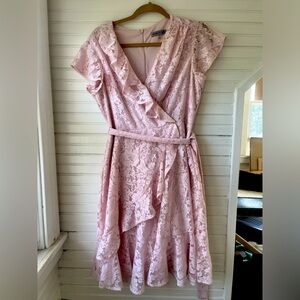 Pink lace ruffle dress